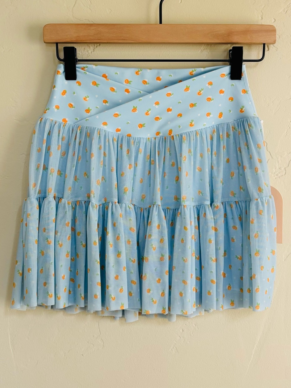 Blogilates Ballerina Skort/Skirt Baby Blue Citrus Pattern Size Small NWT